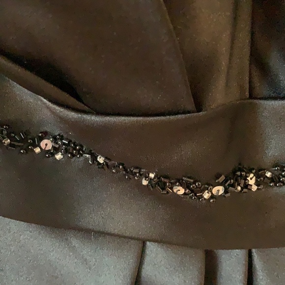 NWT Bill Levkoff Black Curo Satin Bubble Strapless Dress beads & sequins waist 8 - Picture 9 of 15